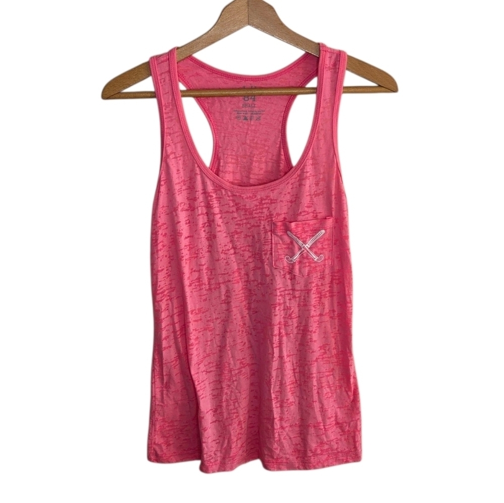 Blue 84 Pink Burnout Field Hockey Pocket Racerback Tank Top Size Small